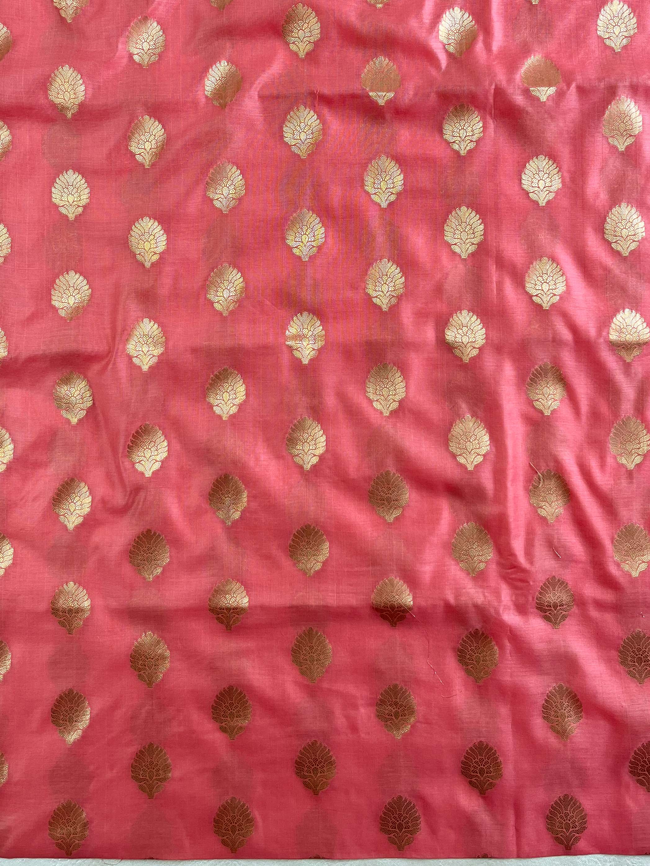 Banarasee Chanderi Cotton Buta Design Salwar Kameez Fabric With Contrast Dupatta-Pink & Grey