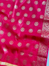 Banarasee Chanderi Cotton Buta Design Salwar Kameez Fabric With Contrast Dupatta-Grey & Pink