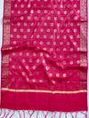 Banarasee Chanderi Cotton Buta Design Salwar Kameez Fabric With Contrast Dupatta-Yellow &  Pink