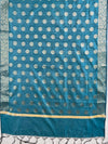Banarasee Chanderi Cotton Buta Design Salwar Kameez Fabric With Contrast Dupatta-White & Blue