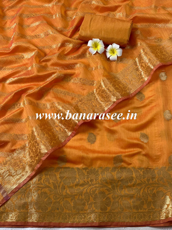 Banarasee Chanderi Cotton Zari Buta Design Salwar Kameez & Dupatta Set-Yellow