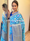 Banarasee Organza Mix Saree With Resham Jaal Design & Floral Border-Light Blue