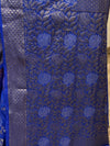 Banarasee Handwoven Semi-Chiffon Saree With Silver Zari Design & Dual Color-Blue & Pink