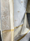 Banarasee Art Silk Saree With Zari Design & Contrast Border-Grey