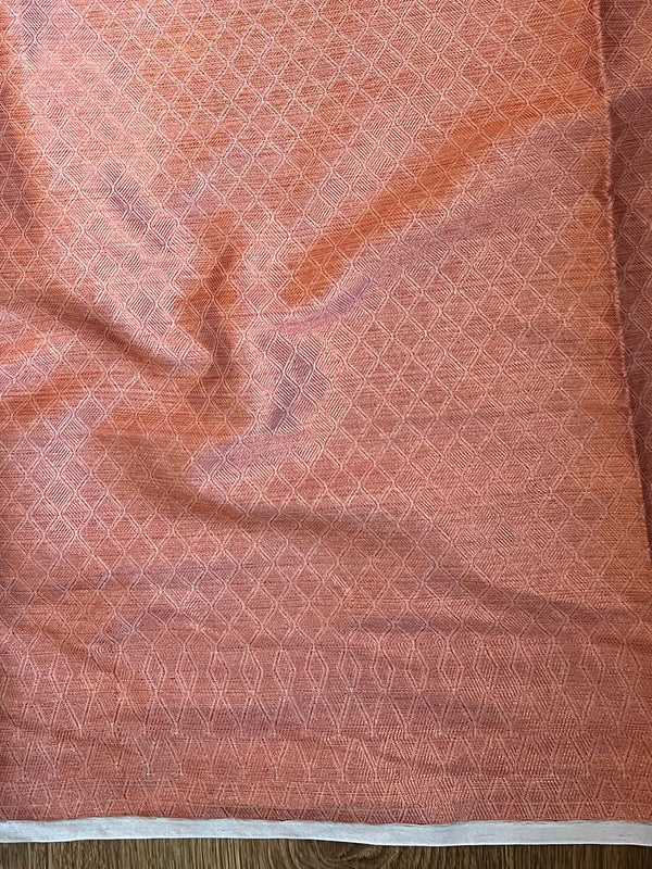 Banarasee Handwoven Semi-Chiffon Saree With Copper Zari Work-White