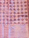 Banarasee Handwoven Semi-Chiffon Saree With Leaf Buta Design & Floral Border-Pink