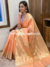 Banarasee Handwoven Semi Silk Saree With Zari Buti & Border-Peach