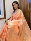 Banarasee Handwoven Semi Silk Saree With Zari Buti & Border-Peach