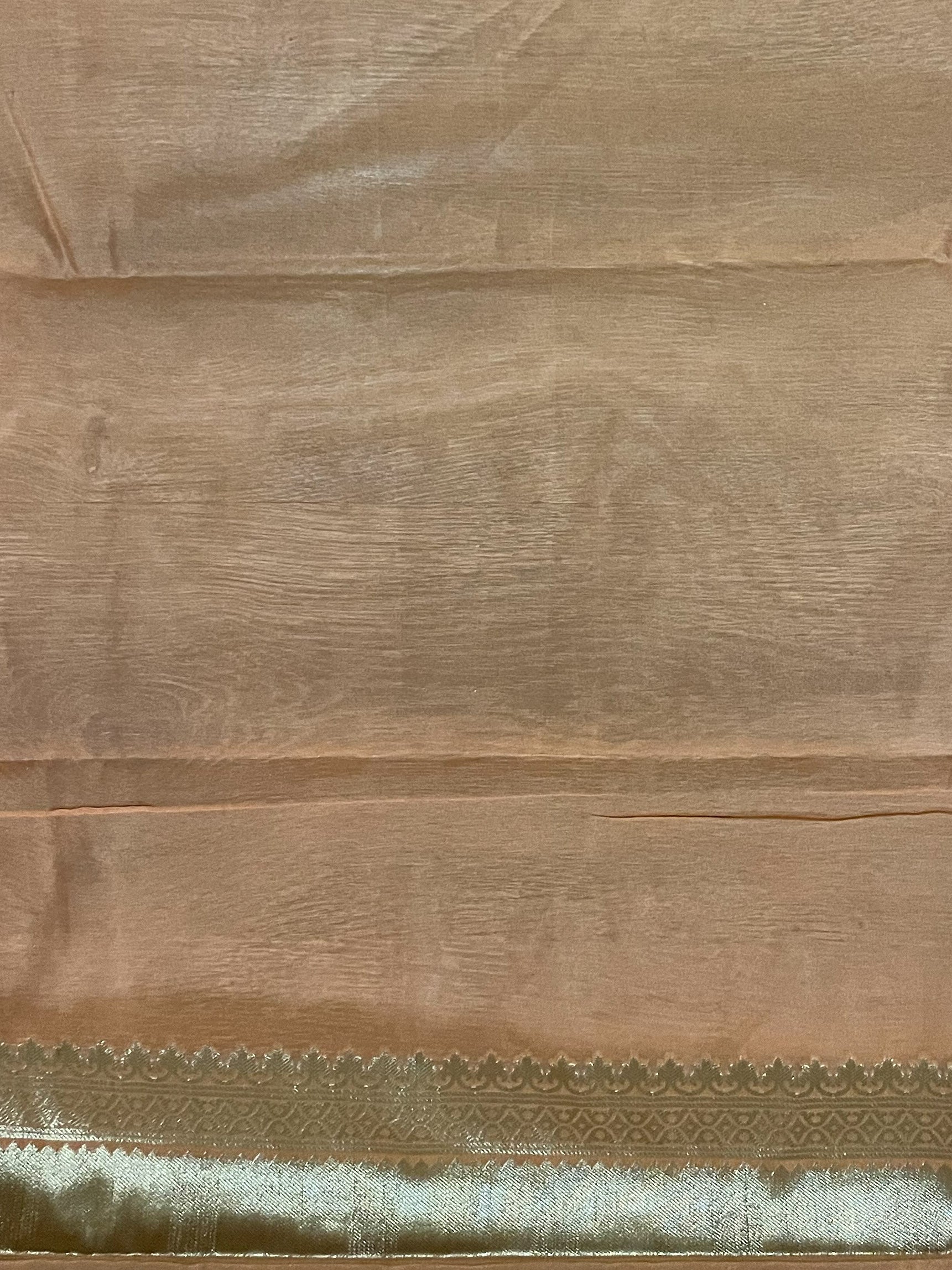 Banarasee Handwoven Semi Silk Saree With Zari Buti & Border-Peach