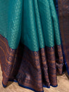 Banarasee Kora Muslin Saree With Contrast Skirt Border-Blue