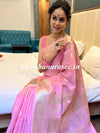 Banarasee Handwoven Semi Silk Saree With Zari Buti & Border-Pink