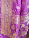 Banarasee Handwoven Faux Georgette Saree With Silver Zari Buti & Border Design-Purple