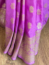 Banarasee Handwoven Faux Georgette Saree With Silver Zari Buti & Border Design-Purple