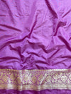 Banarasee Handwoven Faux Georgette Saree With Silver Zari Buti & Border Design-Purple