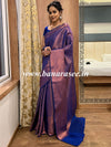 Banarasee Handwoven Semi Silk Saree With Copper Zari Design-Royal Blue
