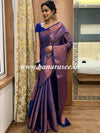 Banarasee Handwoven Semi Silk Saree With Copper Zari Design-Royal Blue