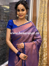 Banarasee Handwoven Semi Silk Saree With Copper Zari Design-Royal Blue