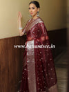 Banarasee Organza Mix Saree With Silver Zari Buta & Border-Maroon