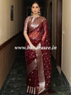 Banarasee Organza Mix Saree With Silver Zari Buta & Border-Maroon