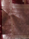 Banarasee Organza Mix Saree With Silver Zari Buta & Border-Maroon