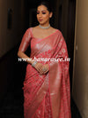 Banarasee Faux Georgette Saree With Silver Zari & Resham Jaal Work-Peach