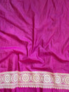 Banarasee Handwoven Semi-Chiffon Saree With Stripes Design & Border-Green & Pink