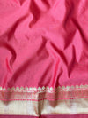 Banarasee Handwoven Semi Silk Saree With Zari Buti & Border-Strawberry Red