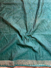 Banarasee Handwoven Semi-Chiffon Saree With Silver Zari Buti & Border-Green