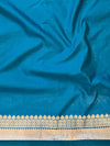 Banarasee Handwoven Semi Silk Saree With Zari Buti & Border-Azure Blue