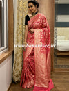 Banarasee Faux Georgette Saree With Gold Zari Jaal Work-Pink
