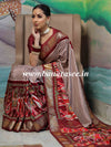Banarasee Soft Silk Patola Saree With Zari Border-White & Maroon