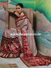 Banarasee Soft Silk Patola Saree With Zari Border-White & Maroon