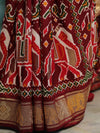 Banarasee Soft Silk Patola Saree With Zari Border-White & Maroon