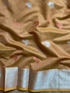 Banarasee Cotton Silk Saree With Copper & Silver Zari Buta & Border-Pink