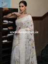 Banarasee Kota Doria Floral Embroidered Saree-White