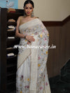 Banarasee Kota Doria Floral Embroidered Saree-White