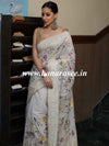 Banarasee Kota Doria Floral Embroidered Saree-White