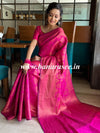 Banarasee Semi Silk Saree With Copper Zari Buta & Border Design-Magenta