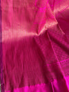 Banarasee Semi Silk Saree With Copper Zari Buta & Border Design-Magenta