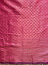 Banarasee Semi Silk Saree With Copper Zari Buta & Border Design-Magenta