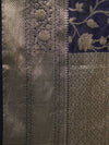 Banarasee Handwoven Semi-Chiffon Saree With Zari Jaal Work-Deep Blue