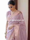 Banarasee Handloom Linen Tissue Copper Zari Border Saree-Pink