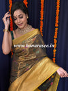 Banarasee Handwoven Semi Silk Saree With Jaal & Zari Border Design-Green