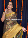 Banarasee Handwoven Semi Silk Saree With Jaal & Zari Border Design-Green