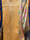 Banarasee Handwoven Semi Silk Saree With Jaal & Zari Border Design-Green