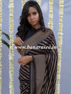 Banarasee Pure Khaddi Chiffon Silk Sari With Stripes Design Solid Zari Border-Black