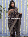 Banarasee Pure Khaddi Chiffon Silk Sari With Stripes Design Solid Zari Border-Black