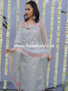 Banarasee Brocade Salwar Kameez Fabric With Embroidered Organza Dupatta-Grey