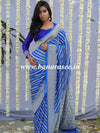 Banarasee Pure Khaddi Chiffon Silk Sari With Stripes Design Solid Zari Border-Royal Blue