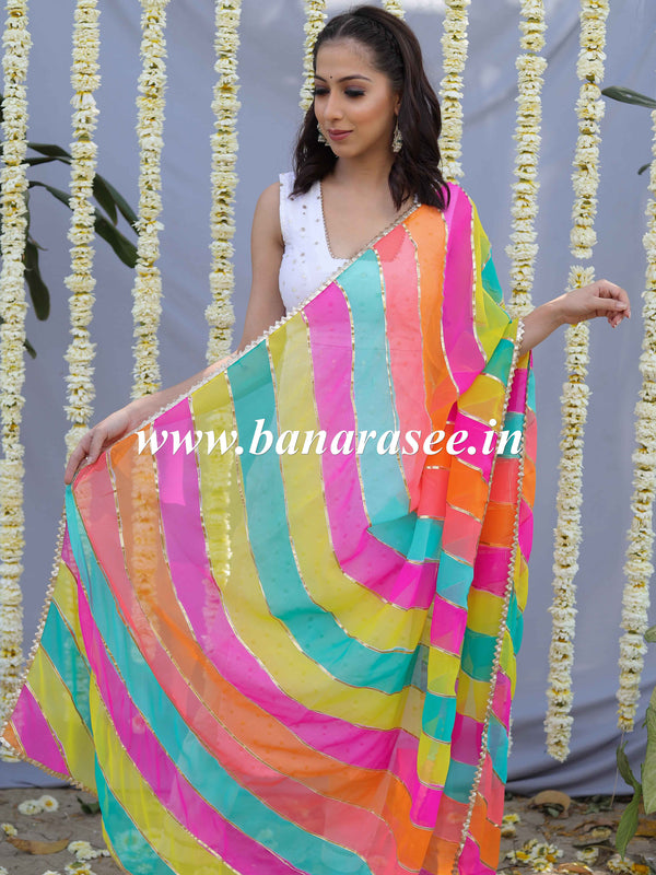 Banarasee Faux Georgette Gotapatt Work Dupatta-Multicolor